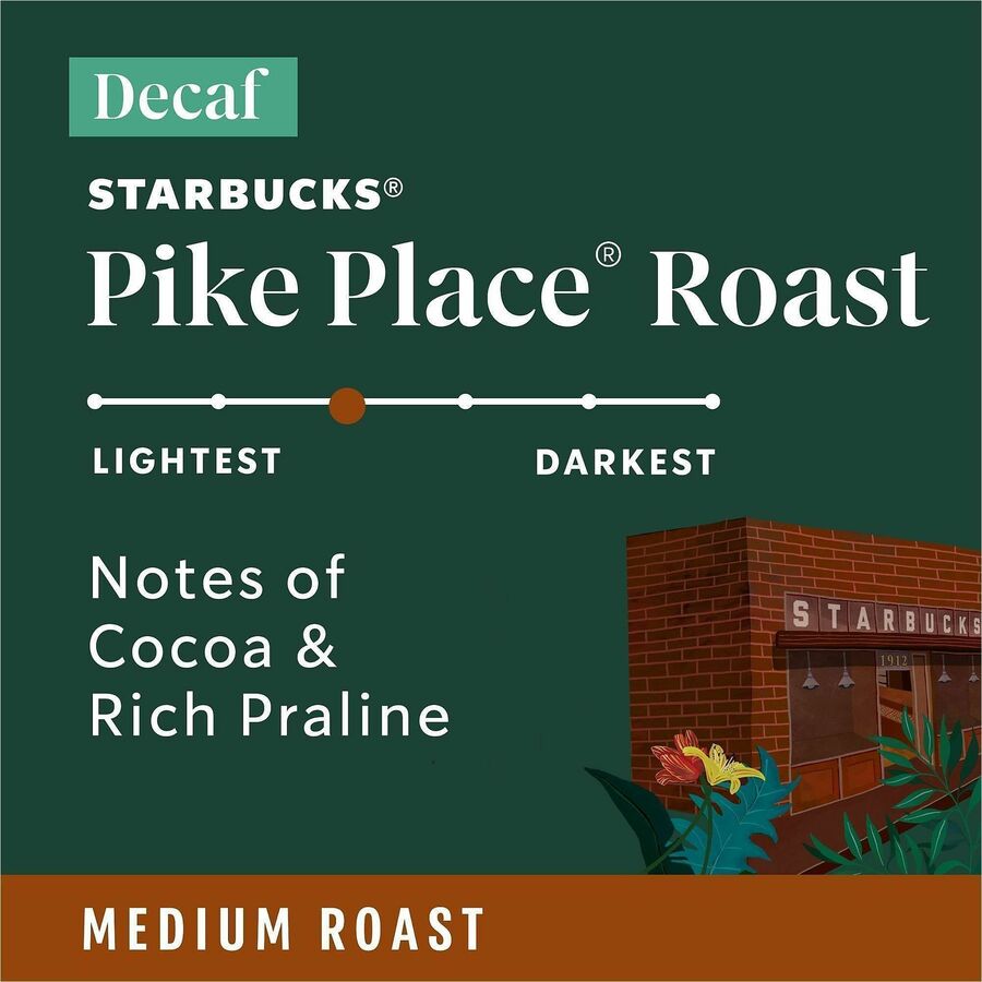 Starbucks K-Cup Decaf Pike Place Roast Coffee, American, Medium, 24 K-Cup, 4/Carton (SBK12434952CT)