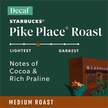 Starbucks K-Cup Decaf Pike Place Roast Coffee, American, Medium, 24 K-Cup, 4/Carton (SBK12434952CT)