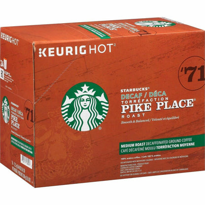 Starbucks K-Cup Decaf Pike Place Roast Coffee, American, Medium, 24 K-Cup, 4/Carton (SBK12434952CT)