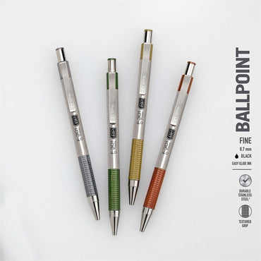 Zebra Pen F-301 EarthyTones Retractable Ballpoint Pens, Black Ink, 0.7 mm Fine Pen Point, Refillable, 4/Pack (ZEB27244)