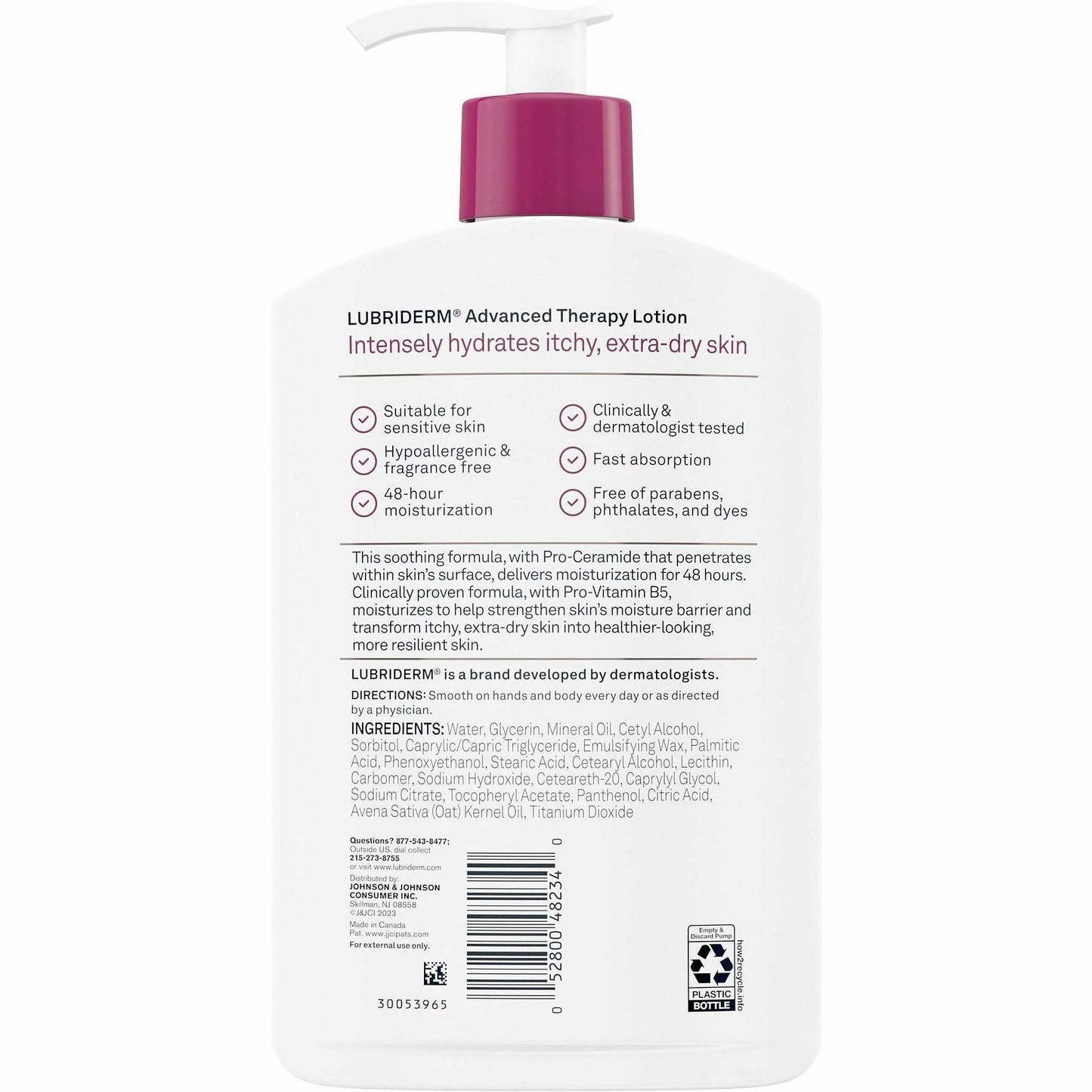 Lubriderm Advanced Therapy Lotion, Lotion, 16 fl oz, 12/Carton (JOJ48322CT)