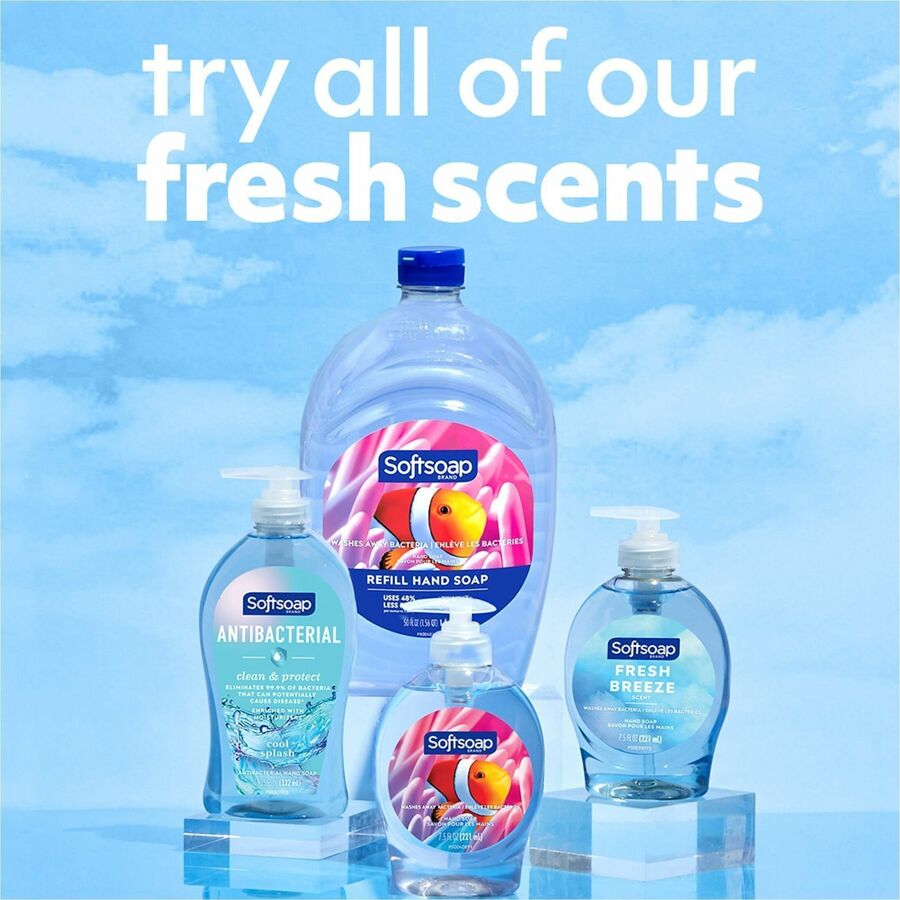 Softsoap Antibacterial Soap Pump, Cool Splash Scent, 11.25 fl oz, Pump Bottle Dispenser, 6/Carton (CPCUS07327ACT)