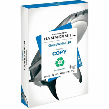 Hammermill Great White 30 Copy Paper, 11" x 17", 20 lb Basis Weight, 92 Brightness, 2500/Carton (HAM86750CT)