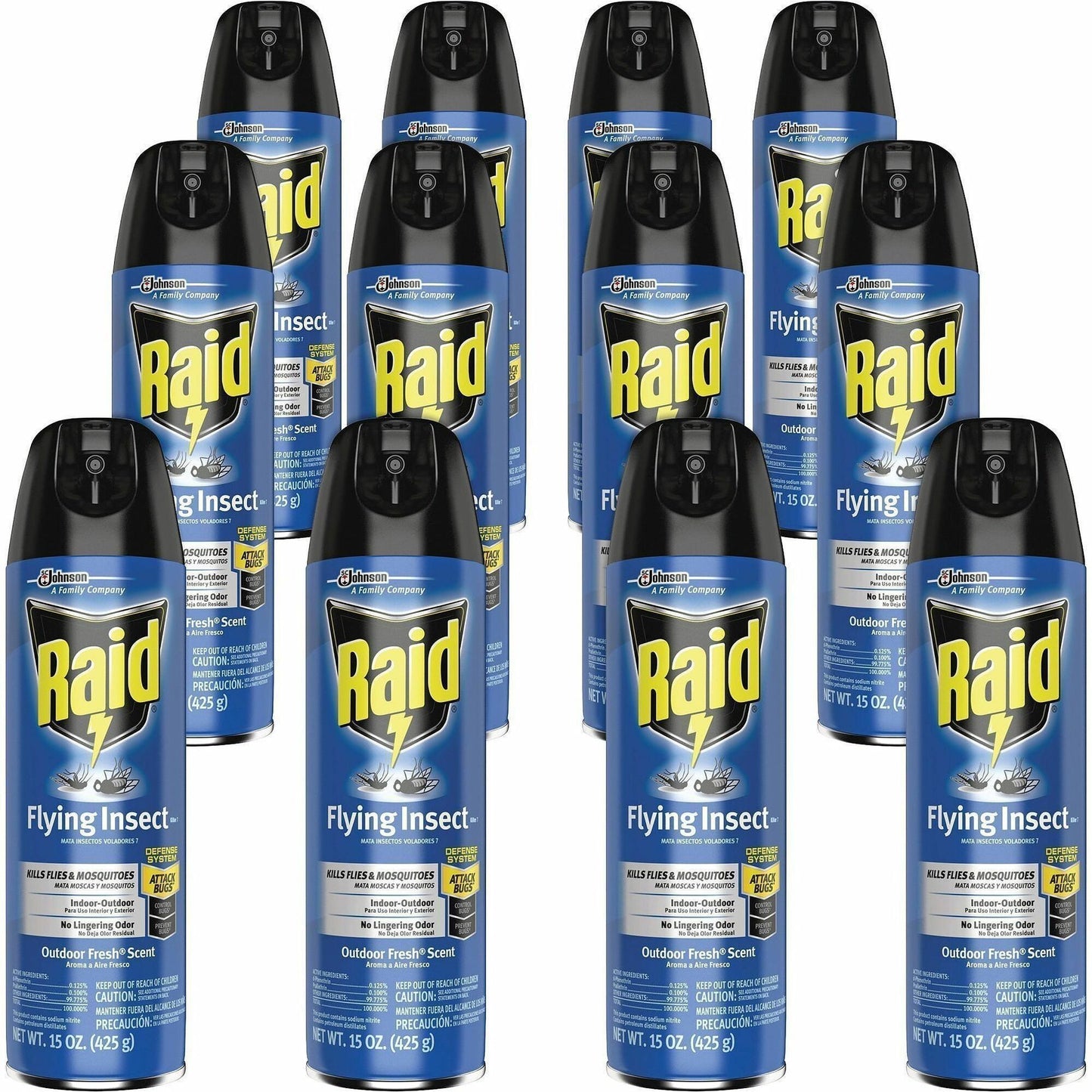 Raid Flying Insect Spray, 15 fl oz, 12/Carton (SJN379008CT)