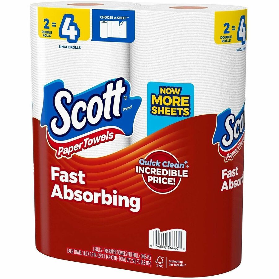 Scott Choose-A-Sheet Paper Towels, 108 Sheets/Roll (KCC56666)