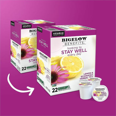 Bigelow Bigelow Lemon & Echinacea Herbal Tea Herbal Tea K-Cup, 22 K-Cup, Caffeine-free, 4/Carton (GMT2025CT)
