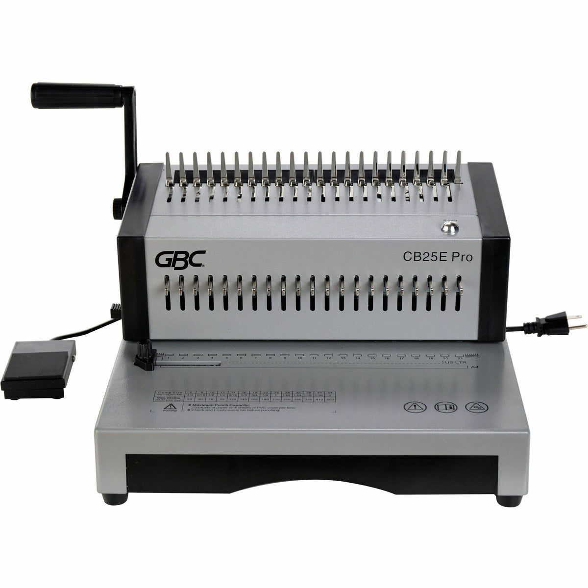 GBC CombBind CB25E Pro Punch/Bind Machine, 9.9" x 15.4" x 13.9", Gray, 500 Sheet(s) Bind, 25 Punch (GBC200002)