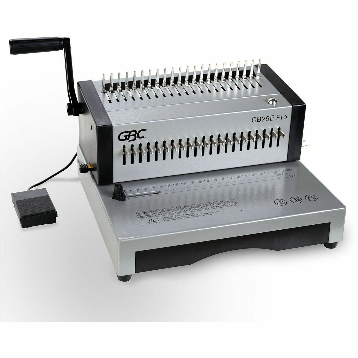GBC CombBind CB25E Pro Punch/Bind Machine, 9.9" x 15.4" x 13.9", Gray, 500 Sheet(s) Bind, 25 Punch (GBC200002)
