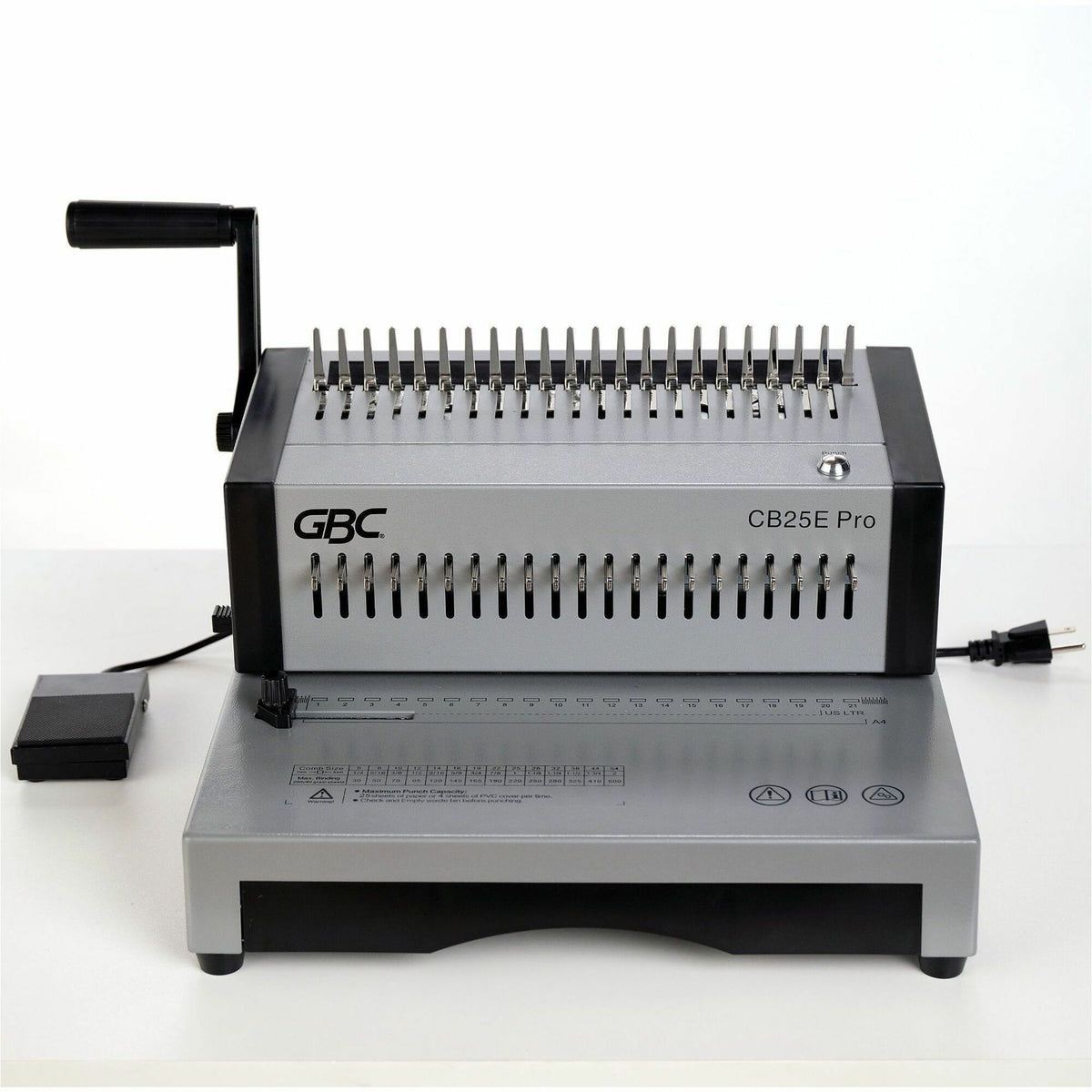 GBC CombBind CB25E Pro Punch/Bind Machine, 9.9" x 15.4" x 13.9", Gray, 500 Sheet(s) Bind, 25 Punch (GBC200002)