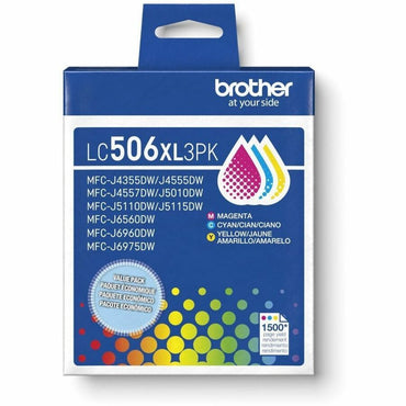 Brother LC506XL3PK Original High Yield Inkjet Ink Cartridge, 1500 Pages Magenta, 1500 Pages Yellow, 1500 Pages Cyan, 3/Pack (BRTLC506XL3PKS)