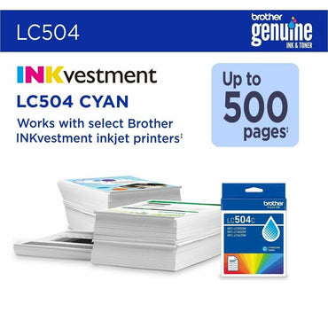 Brother Original Standard Yield Inkjet Ink Cartridge, Cyan, 500 pages (BRTLC504CS)