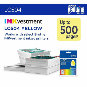 Brother Original Standard Yield Inkjet Ink Cartridge, Yellow, 500 Pages (BRTLC504YS)