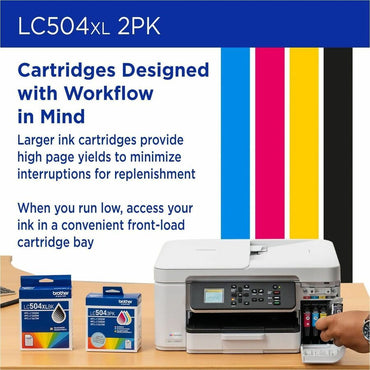 Brother Original High Yield Inkjet Ink Cartridge, Black, Twin-pack, 3,000 pages, 2/Pack (BRTLC504XL2PKS)