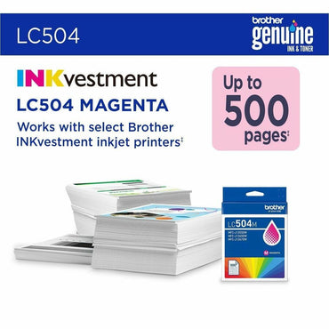 Brother Original Standard Yield Inkjet Ink Cartridge, Magenta, 500 pages (BRTLC504MS)