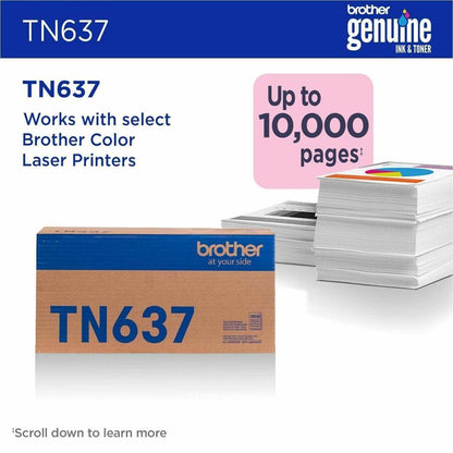 Brother TN637M Original Ultra High Yield Laser Toner Cartridge, Magenta, 10000 Pages (BRTTN637M)