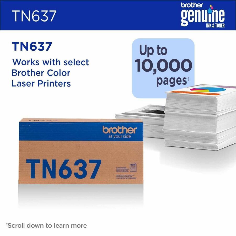 Brother TN637C Original Ultra High Yield Laser Toner Cartridge, Cyan, 10,000 pages (BRTTN637C)