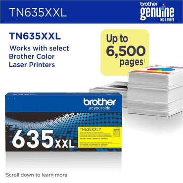 Brother TN635XXLY Original Super High Yield Laser Toner Cartridge, Yellow, 6,500 pages (BRTTN635XXLY)
