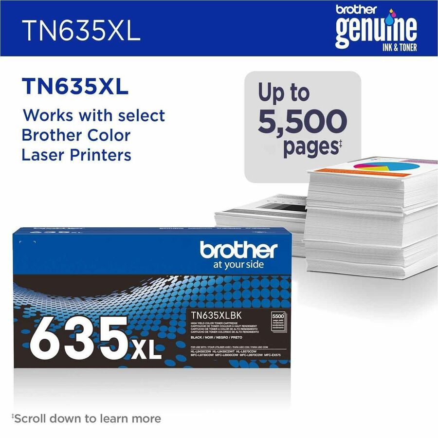 Brother TN-635XL Original High Yield Laser Toner Cartridge, 5500 pages, Black (BRTTN635XLBK)