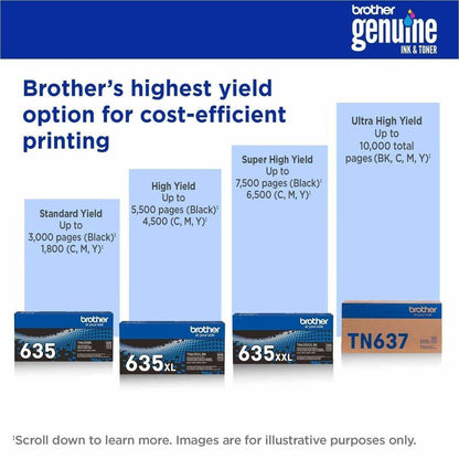 Brother TN637Y Original Ultra High Yield Laser Toner Cartridge, Yellow, 10,000 pages (BRTTN637Y)