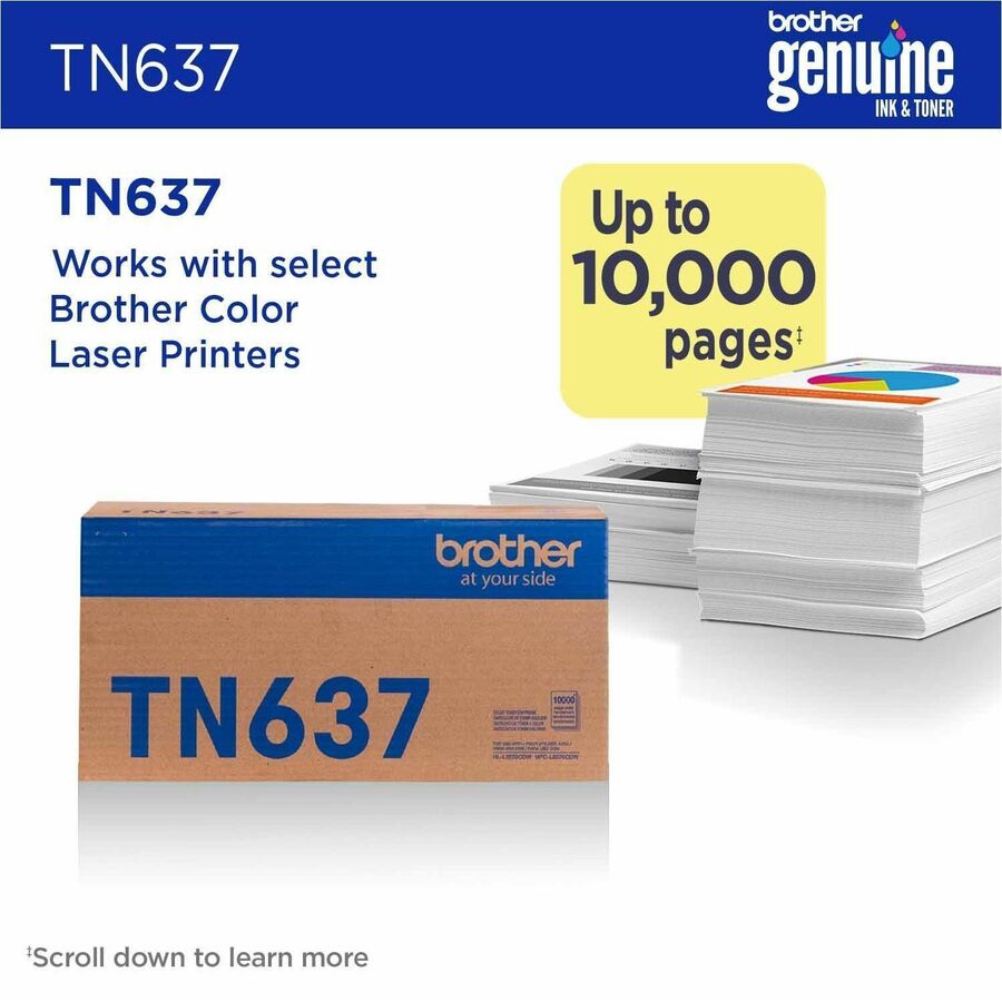 Brother TN637Y Original Ultra High Yield Laser Toner Cartridge, Yellow, 10,000 pages (BRTTN637Y)