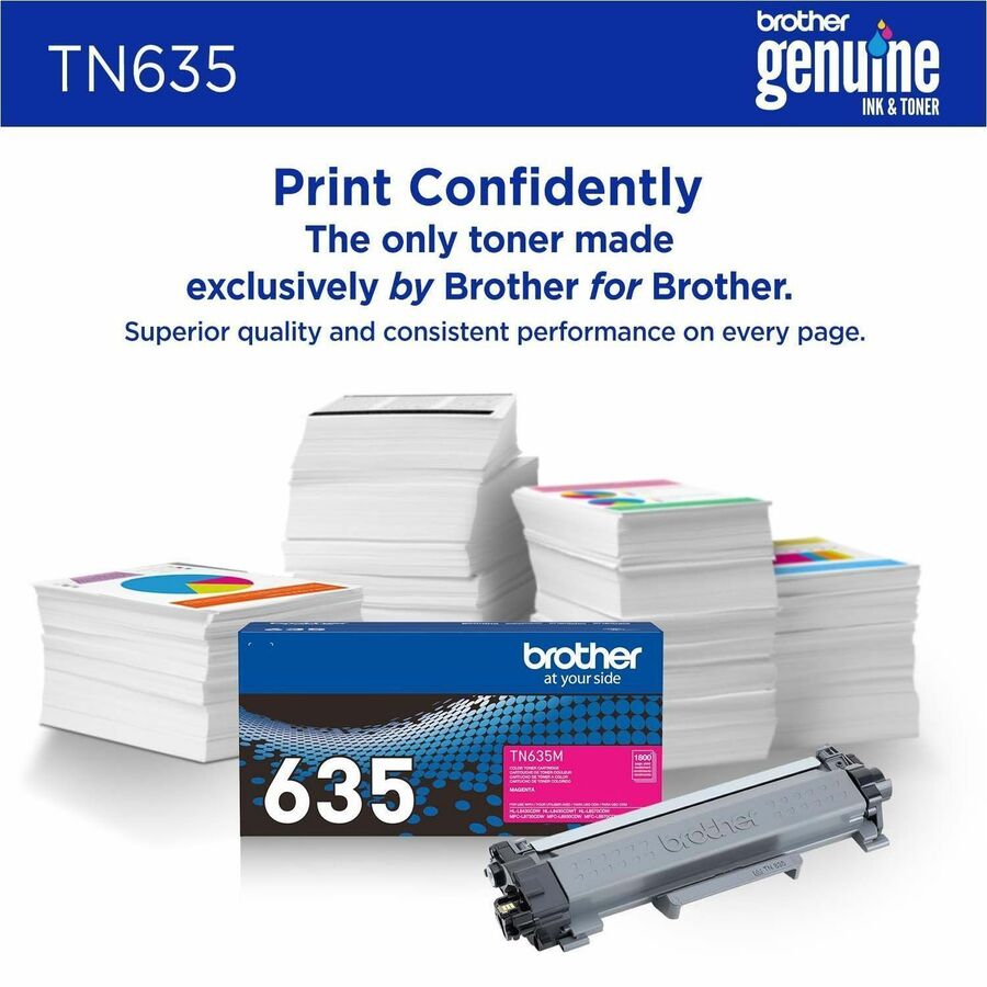 Brother TN635M Original Standard Yield Laser Toner Cartridge, 1800 Pages, Magenta (BRTTN635M)