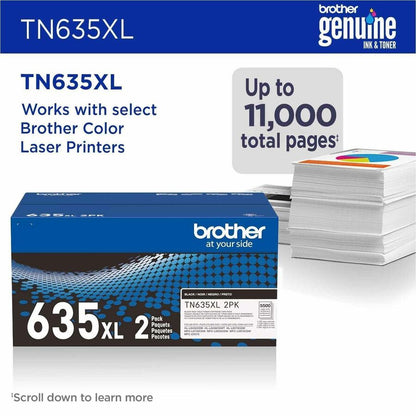 Brother TN635XL2PK Original High Yield Laser Toner Cartridge, Black, Twin-pack, 11000 pages, 2/Pack (BRTTN635XL2PK)