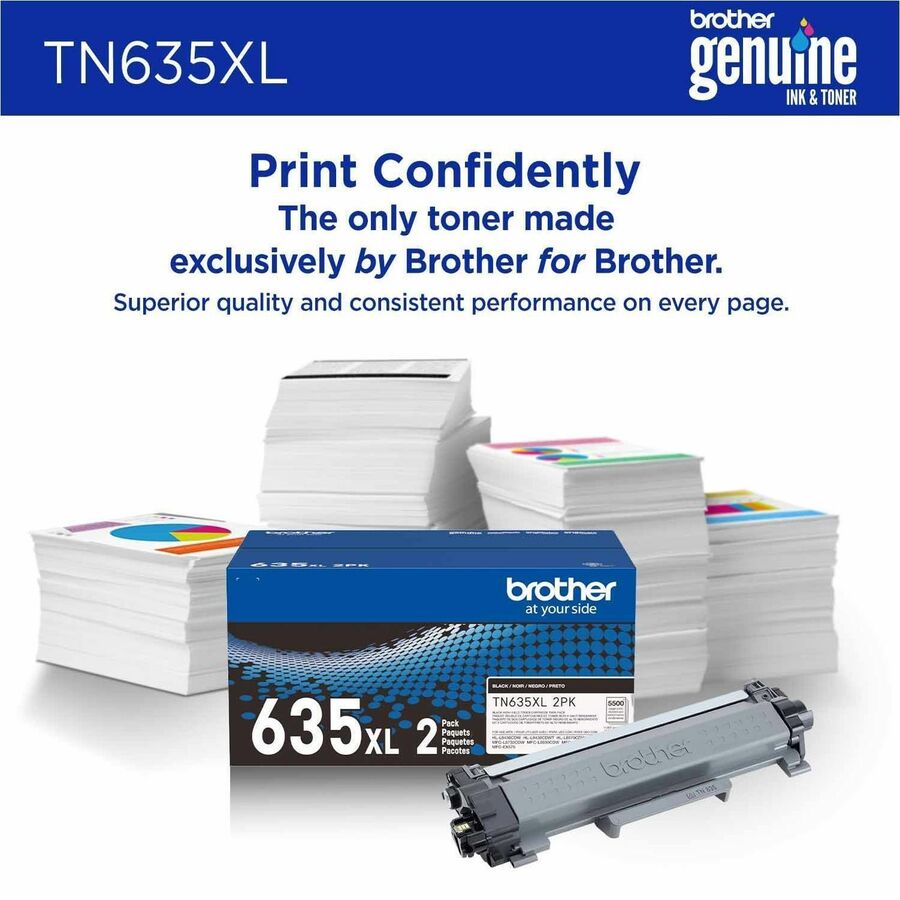 Brother TN635XL2PK Original High Yield Laser Toner Cartridge, Black, Twin-pack, 11000 pages, 2/Pack (BRTTN635XL2PK)