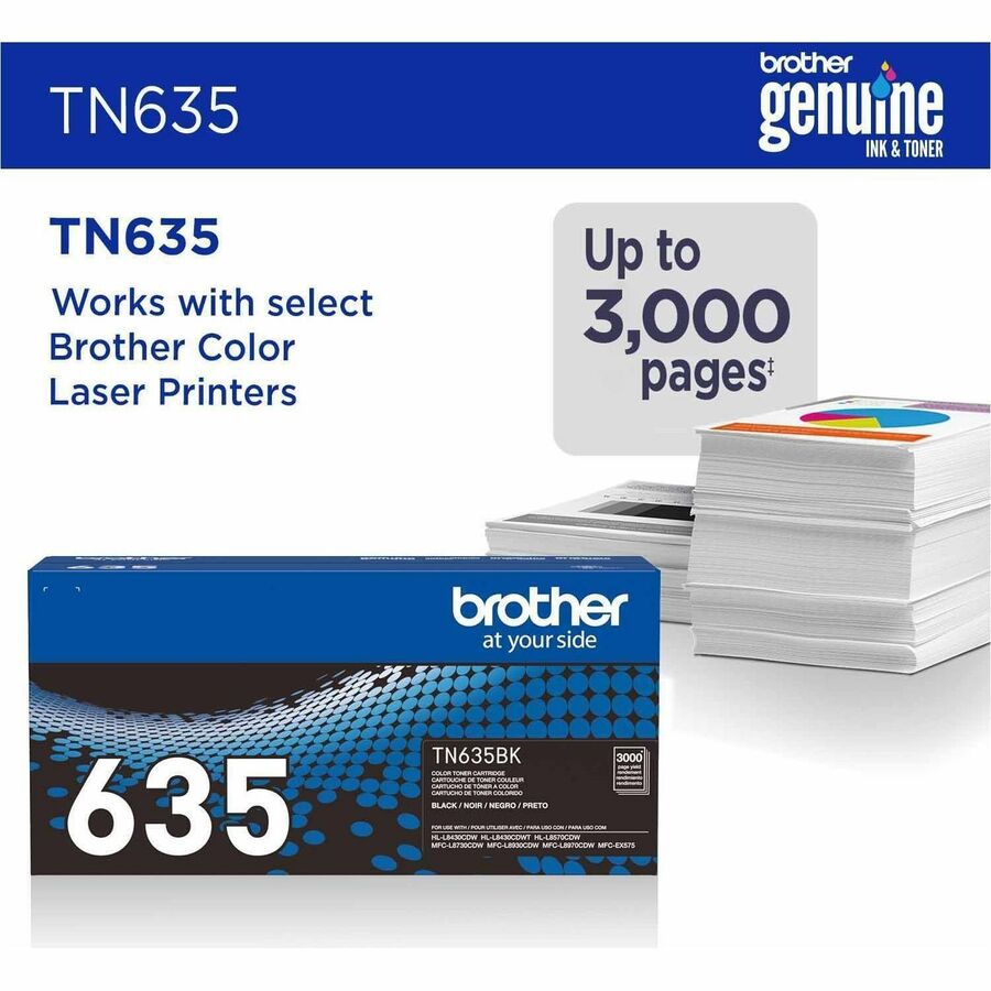 Brother TN635BK Original Standard Yield Laser Toner Cartridge, 3000 Pages, Black (BRTTN635BK)