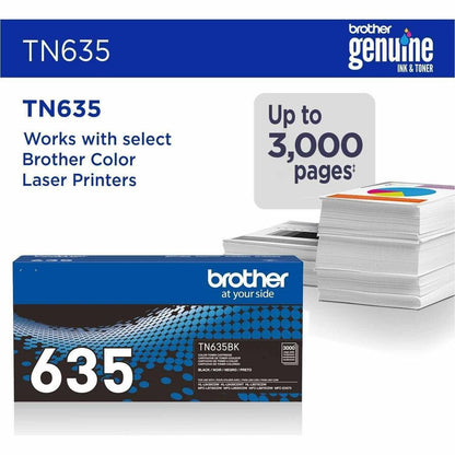 Brother TN635BK Original Standard Yield Laser Toner Cartridge, 3000 Pages, Black (BRTTN635BK)