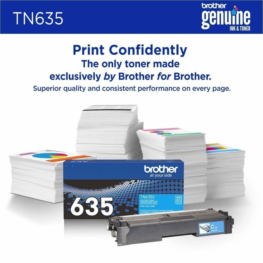Brother TN635C Original Standard Yield Laser Toner Cartridge, 1800 pages, Cyan (BRTTN635C)