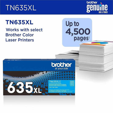 Brother Original High Yield Laser Toner Cartridge, 4500 pages, Cyan (BRTTN635XLC)