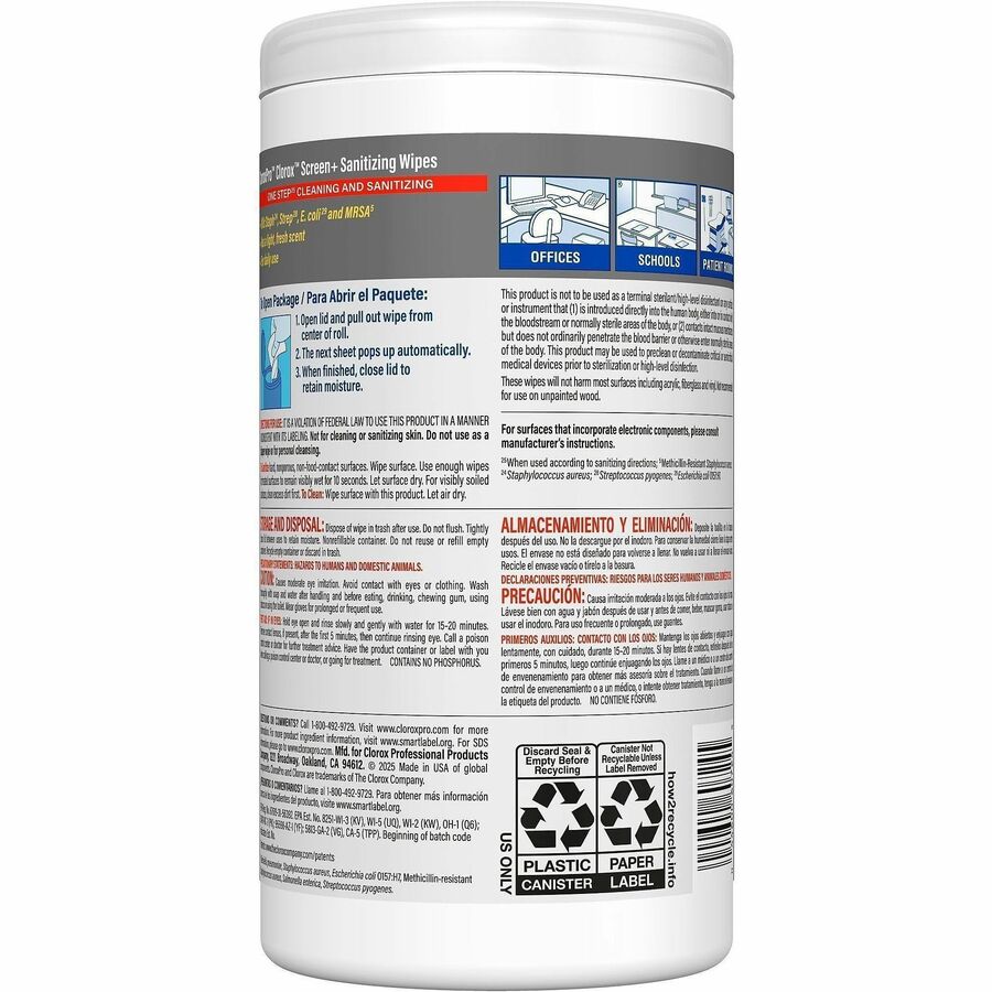 CloroxPro Screen+ Sanitizing Wipes (CLO60724EA)