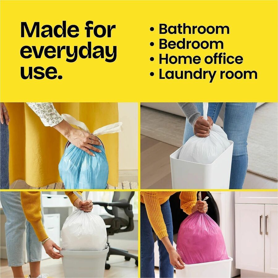Glad Medium Drawstring Trash Bags with Clorox, Lemon Fresh Bleach, 8 gal, 26/Box, 6/Carton (CLO79316CT)