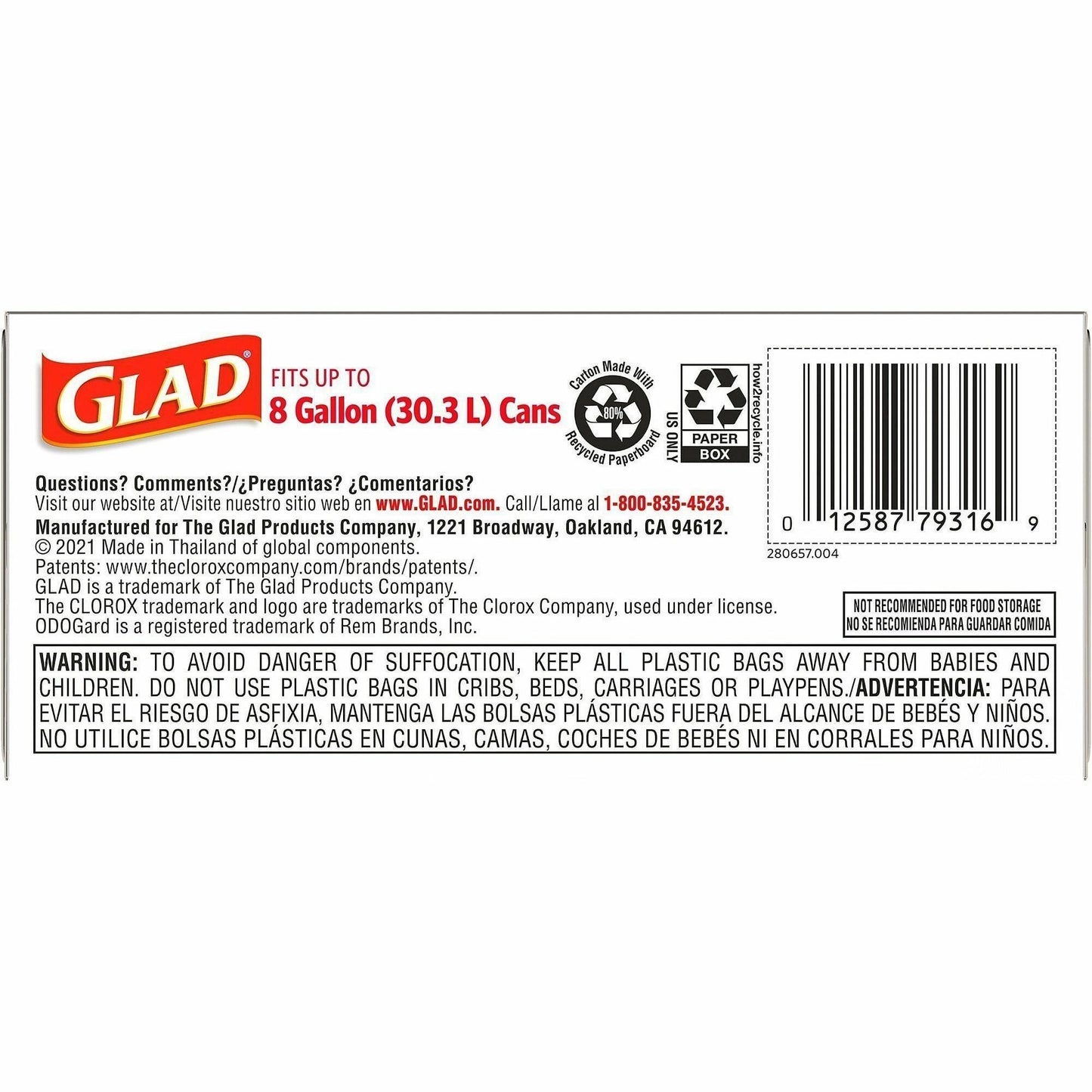 Glad Medium Drawstring Trash Bags with Clorox, Lemon Fresh Bleach, 8 gal, 26/Box, 6/Carton (CLO79316CT)