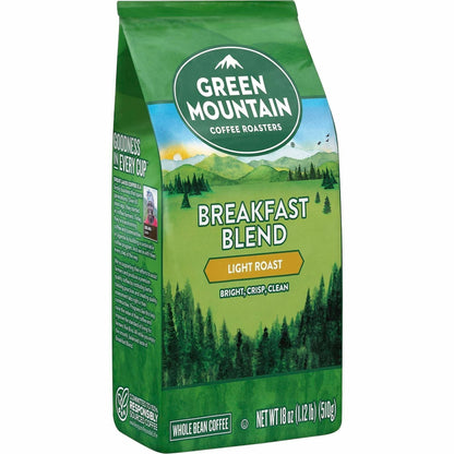 Green Mountain Coffee Roasters Whole Bean Breakfast Blend Whole Bean Coffee, Light, Sweet, Nutty, Kosher (GMT7567)