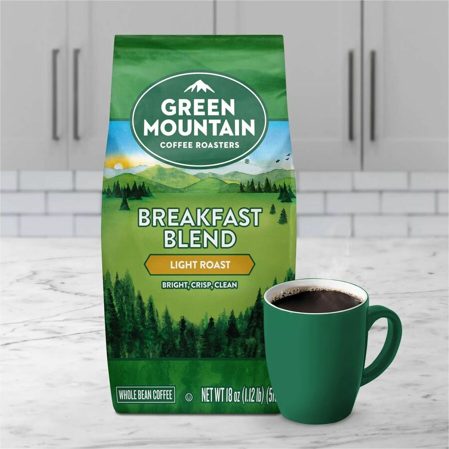 Green Mountain Coffee Roasters Whole Bean Breakfast Blend Whole Bean Coffee, Light, Sweet, Nutty, Kosher (GMT7567)