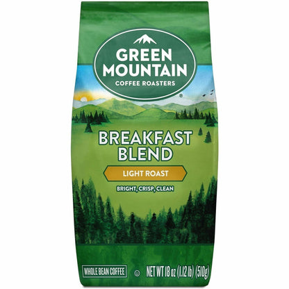 Green Mountain Coffee Roasters Whole Bean Breakfast Blend Whole Bean Coffee, Light, Sweet, Nutty, Kosher (GMT7567)