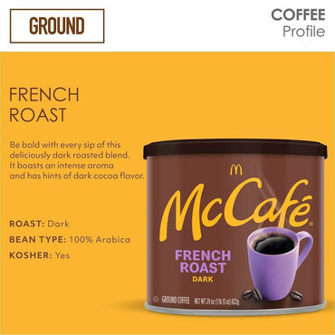 McCafe Ground, Can French Roast Ground Coffee, French/Dark, Kosher, 6/Carton (GMT7831)