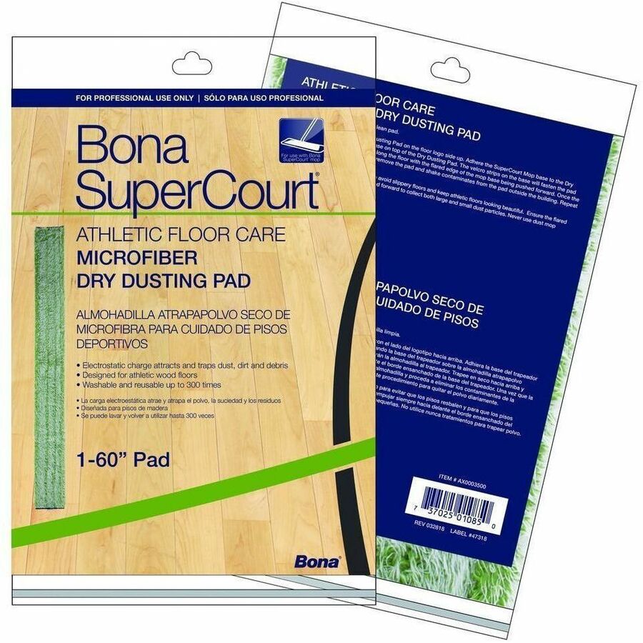 Diversey SuperCourt Microfiber Dusting Pads, 60" x 5", Green, 5/Pack (DVOAX0003500)