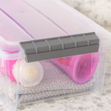 IRIS 6.2 QT Stack-and-Pull Storage Tote, External Dimensions: 14.1" x 8.1" x 4.6", Clear, Gray (IRS300008)