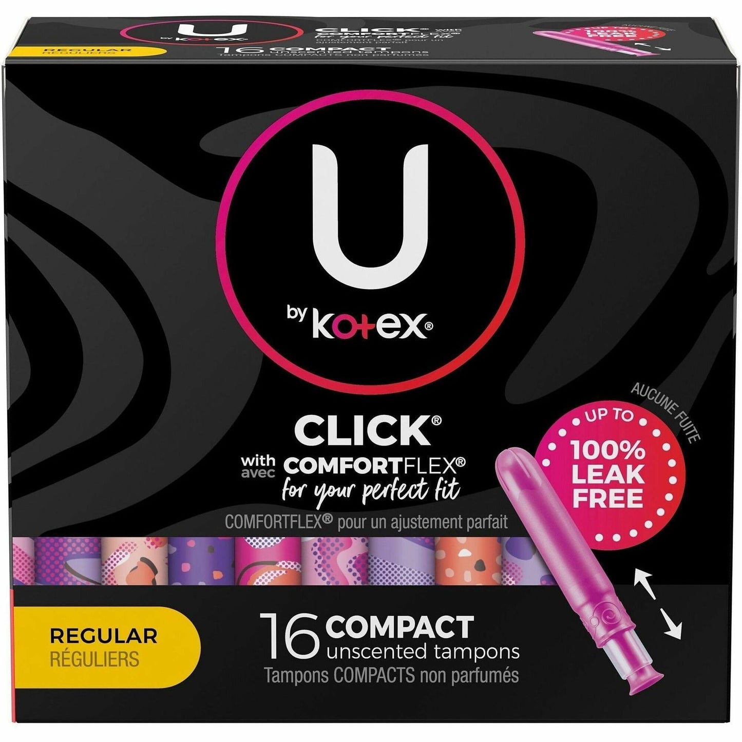 U by Kotex Click Compact Tampons, Regular, 16/Pack, 8/Carton (KCC53445CT)
