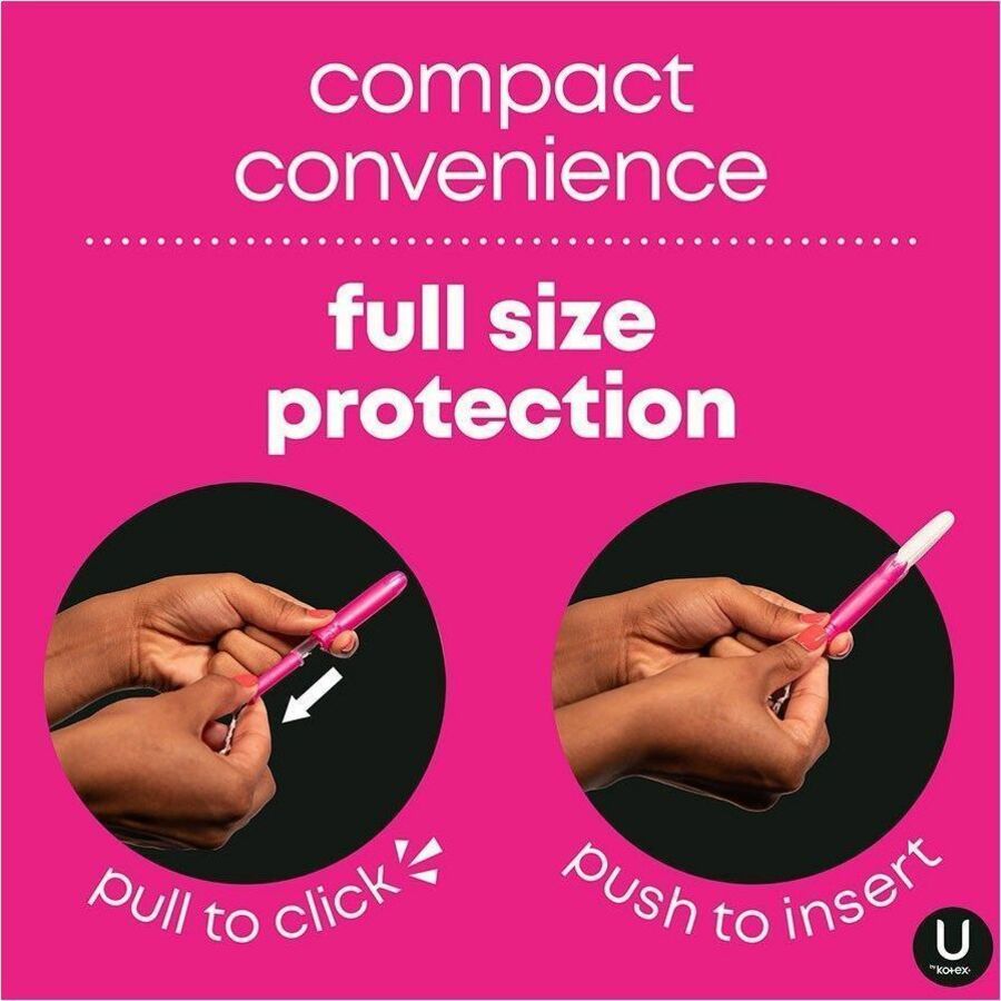 U by Kotex Click Compact Tampons, Regular, 16/Pack, 8/Carton (KCC53445CT)
