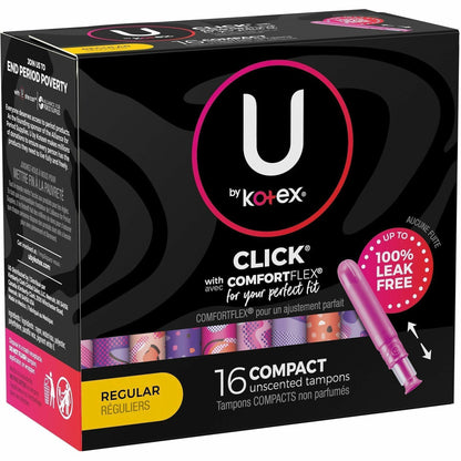 U by Kotex Click Compact Tampons, Regular, 16/Pack, 8/Carton (KCC53445CT)