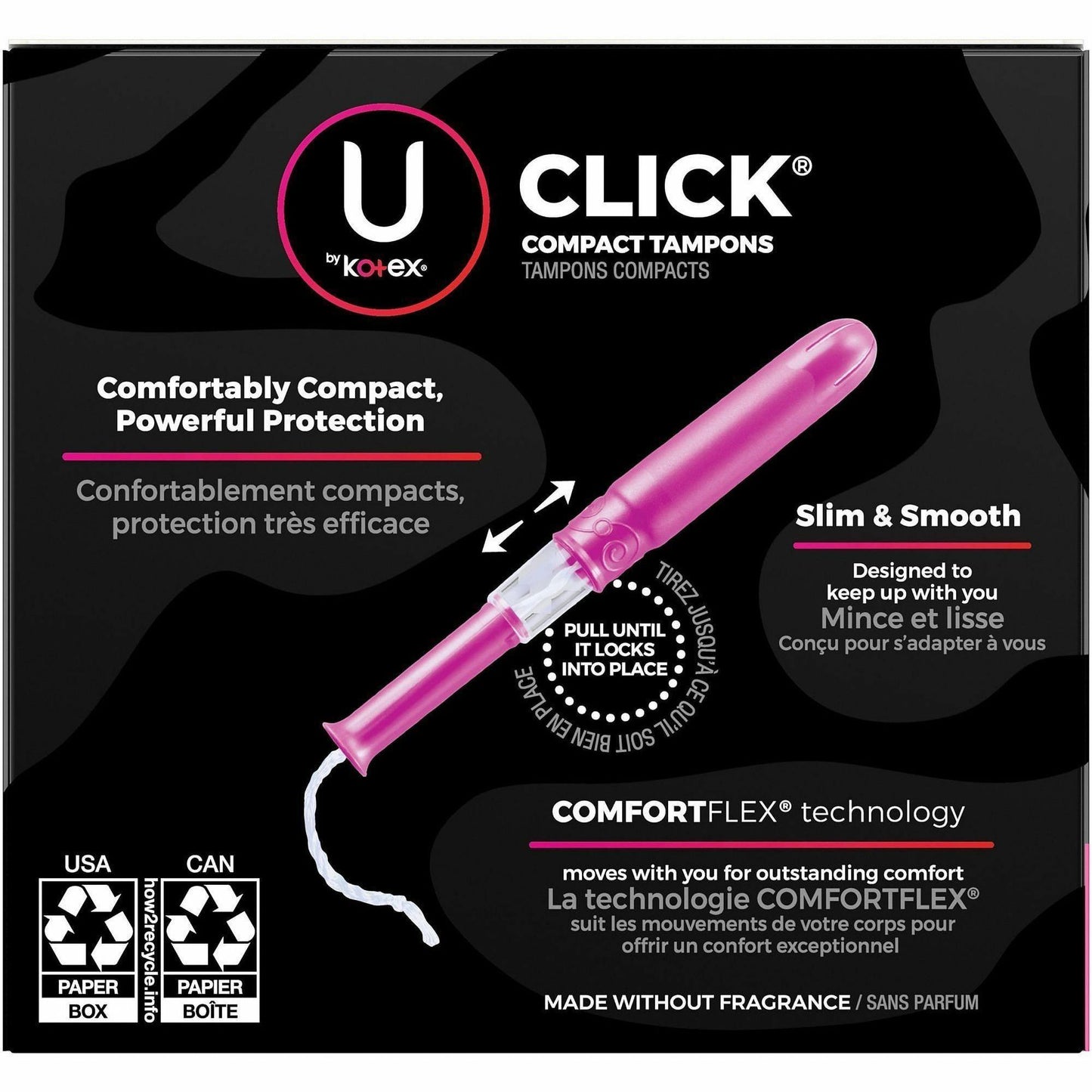 U by Kotex Click Compact Tampons, Regular, 16/Pack, 8/Carton (KCC53445CT)