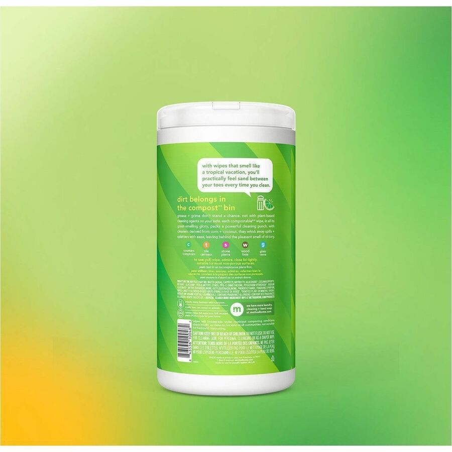 Method All-purpose Cleaning Wipes, 70 Wipes/Tub, 6/Carton (MTH365355CT)