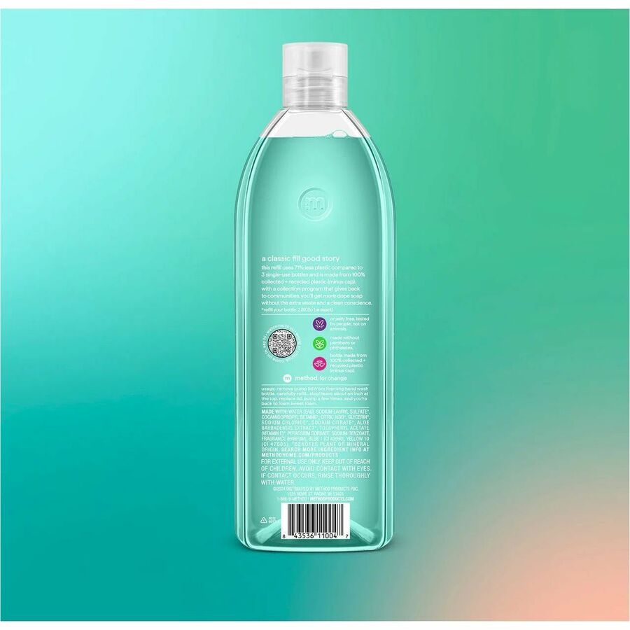 Method Waterfall Foaming Hand Wash Refill, Waterfall Scent, 28 fl oz, 4/Carton (MTH377968CT)