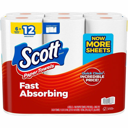 Scott Choose-A-Sheet Paper Towels, 108 Sheets/Roll, 6/Pack, 4/Carton (KCC56668CT)