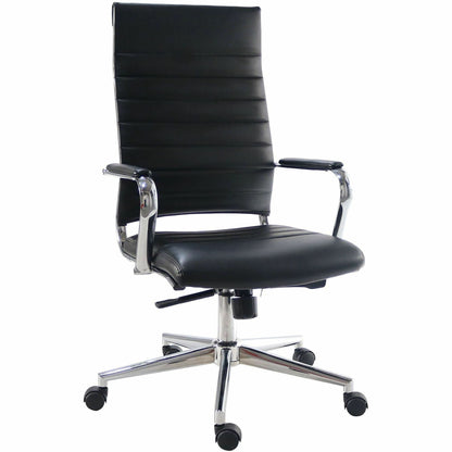 Lorell Tempo Modern Leather High-Back Executive Chair, Black (LLR63220)