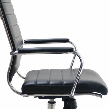 Lorell Tempo Modern Leather High-Back Executive Chair, Black (LLR63220)
