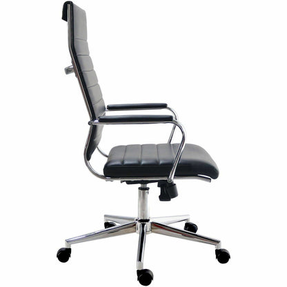 Lorell Tempo Modern Leather High-Back Executive Chair, Black (LLR63220)